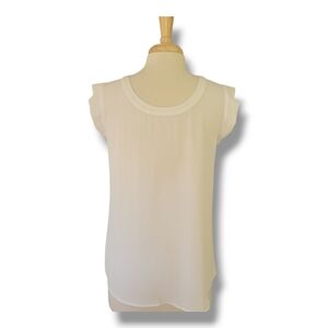 Pleione White Blouse With Short Flutter Sleeve. Size Small